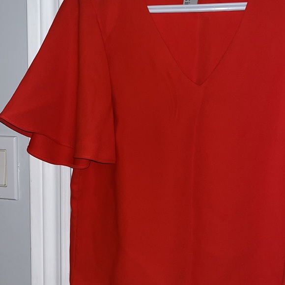 h&m bright red flowy sleeves top - Picture 4 of 5